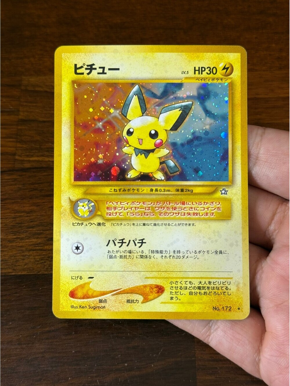 Pichu JPN Holo No.172 Gold, Silver to a new world Holobleed